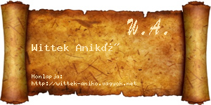 Wittek Anikó névjegykártya